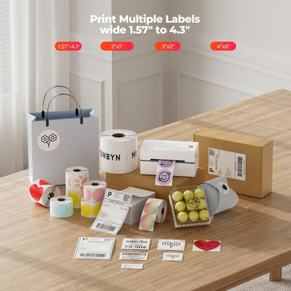 MUNBYN Bluetooth Thermal Label Printer, 130B Wireless 4X6 Shipping Label Printer for Shipping Packages Small Business Office or Home, Compatible with Iphone Android Ipad Windows Macos Chrome Etsy Ebay