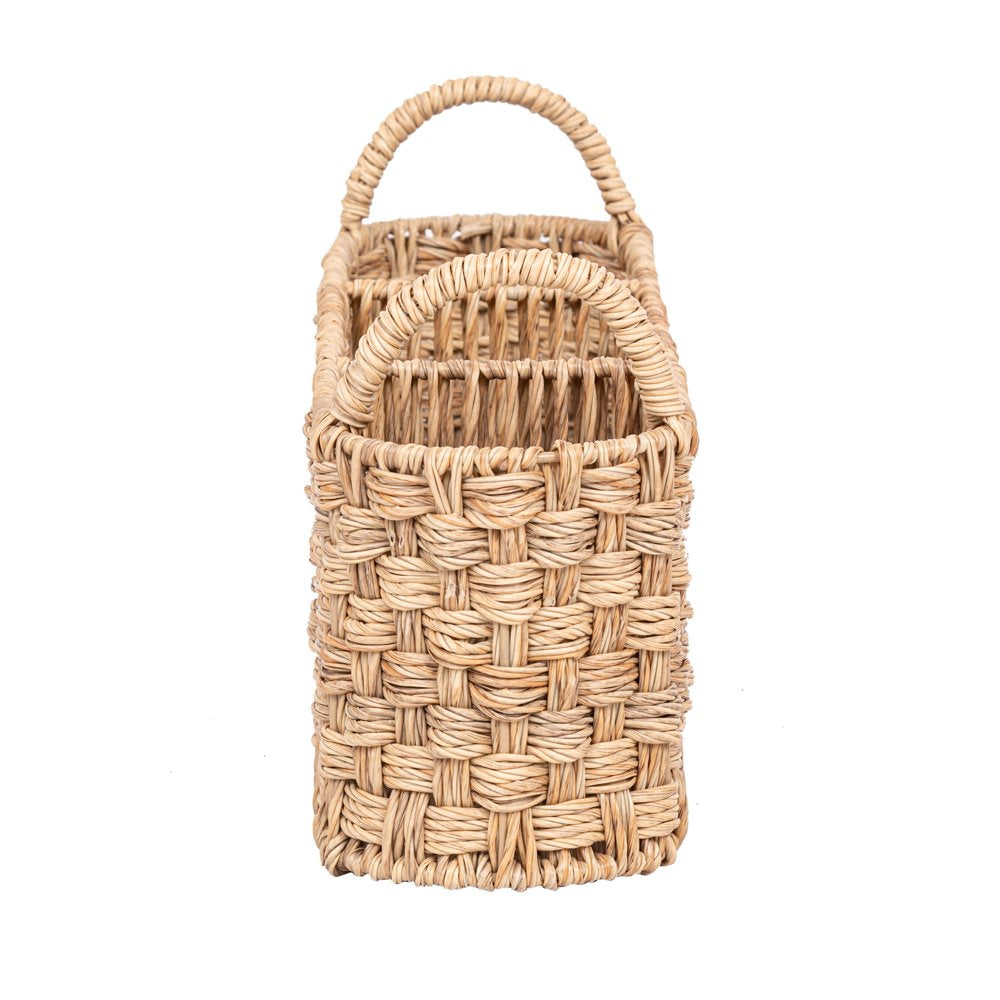 '- Beige Oval Rattan Caddy