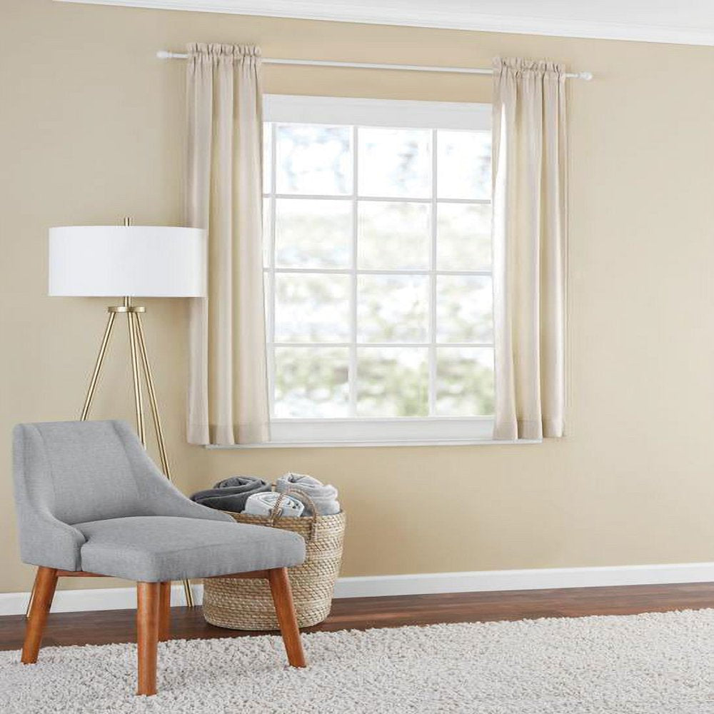 Solid Color Room Darkening Rod Pocket Curtain Panel Pair, Set of 2, Beige, 30 X 63