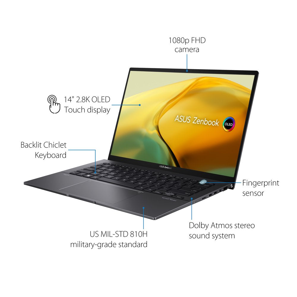 Zenbook 14” OLED Touch PC Laptop,  Ryzen 7 7730U, 16GB, 512GB, Windows 11, UM3402YA-WS74T