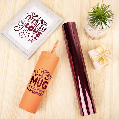 Maroon Chrome Metallic Vinyl - 12" X 7FT Maroon Permanent Vinyl Compatible with Silhouette Cutters, Signs, Scrapbooking, Craft, Die Cutters