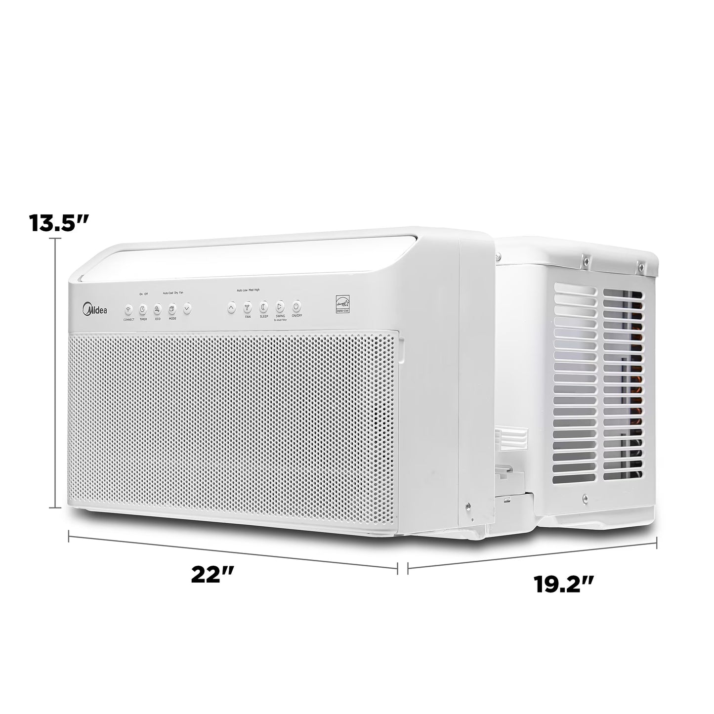 12,000 BTU Smart Inverter U-Shaped Window Air Conditioner, Energy Efficient Quiet AC Unit, Wi-Fi Enabled – White