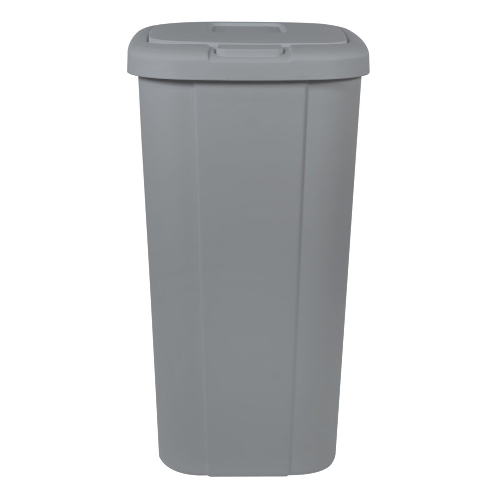 13.3 Gallon Trash Can, Plastic Touch Top Kitchen Trash Can, Grey