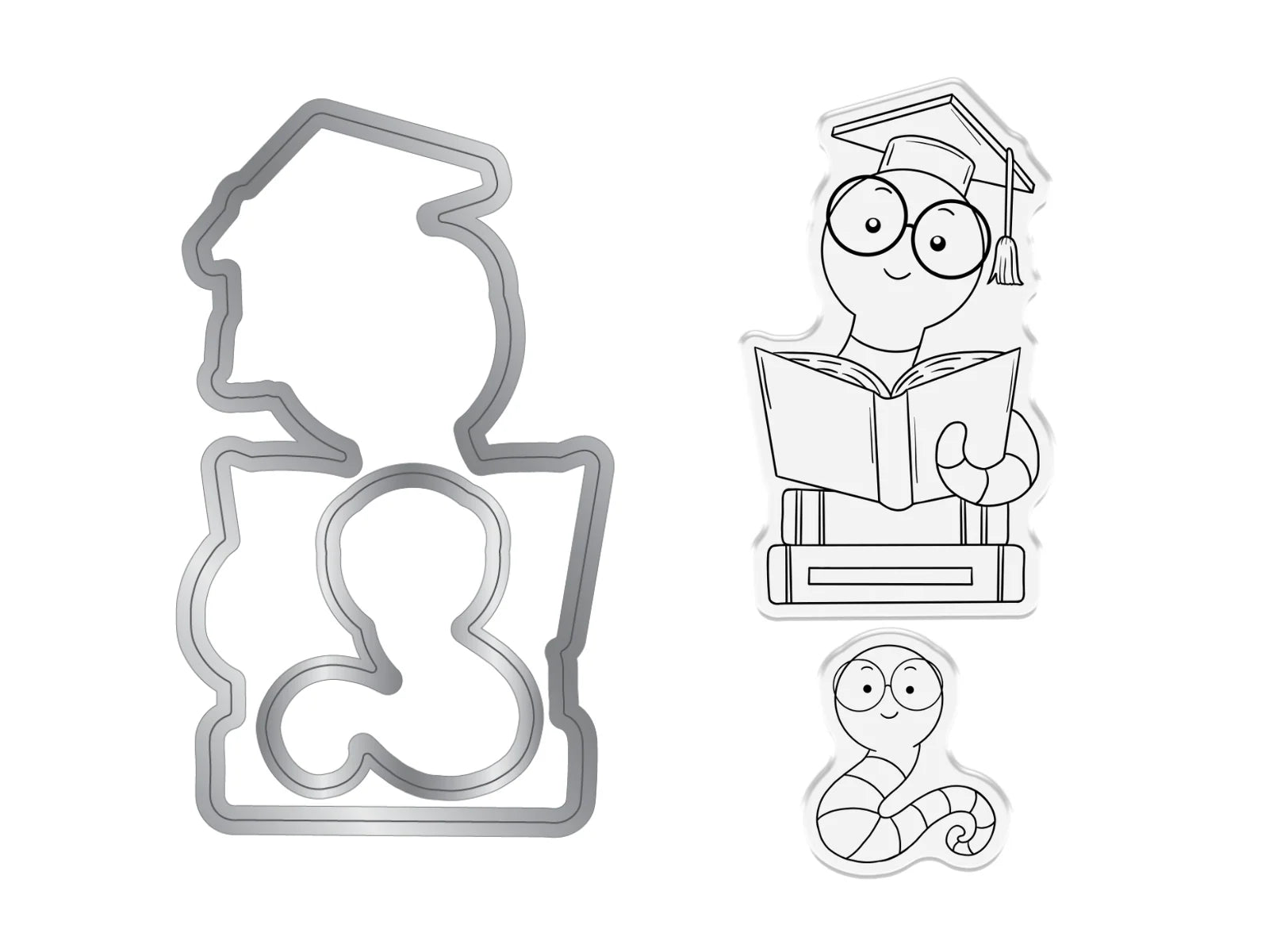 Crafters Companion Bookworm Collection Stamp & Die Set - Cute Bookworm
