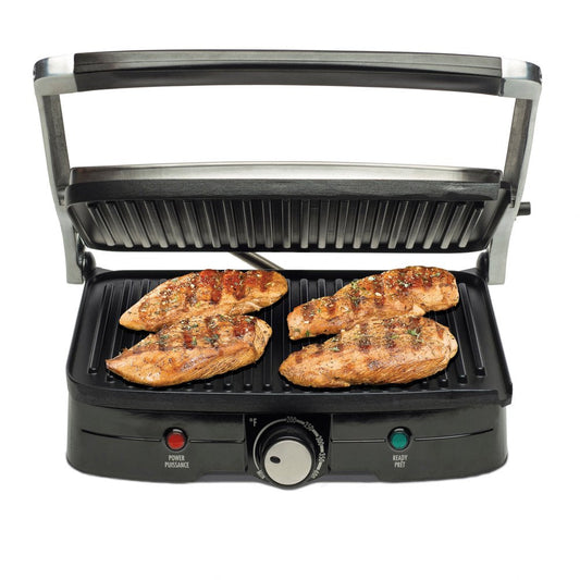 Indoor Grill with Panini Press 2 in 1, Nonstick Plates, Stainless Steel, 25334-MX