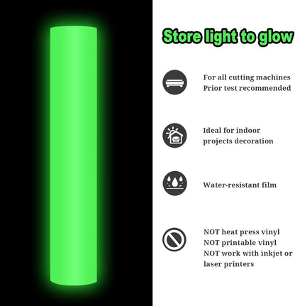 Glow in Dark Vinyl Matte Adhesive Vinyl for Craft Cutter, Sign Plotter 1Ft X 5Ft Neon Green Permanent Vinyl, Neon Lime Green