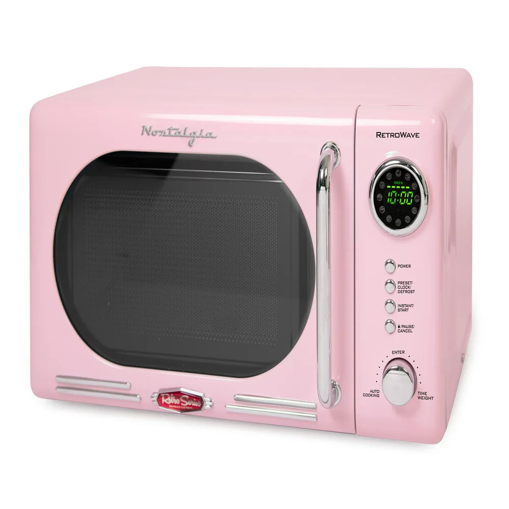 Retro 0.7 Cu. Ft. 700-Watt Countertop Microwave Oven, Pink