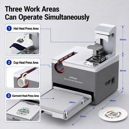 Automatic Heat Press Machine 15X15, Commercial Heat Transfer Press for T-Shirts, Tumblers, Hats & Mugs, Digital Temperature Control for DTF, HTV Vinyl & Sublimation Printing.