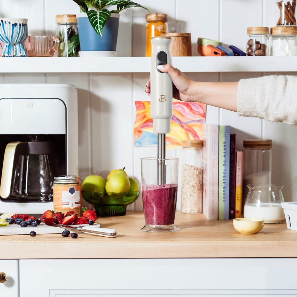 2-Speed Immersion Blender with Chopper & Measuring Cup, White Icing by Drew Barrymore