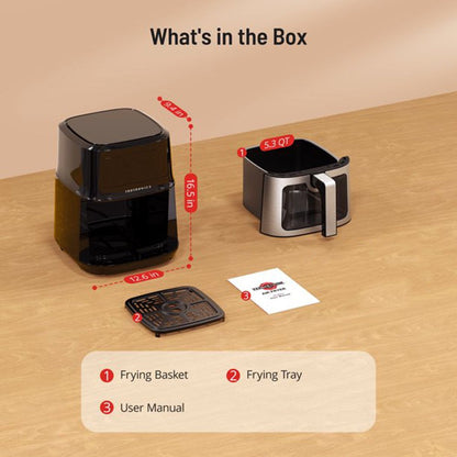 Air Fryer, 8-In-1 Airfryer Oven with Viewing Window Smart Touch 5.3 Quart