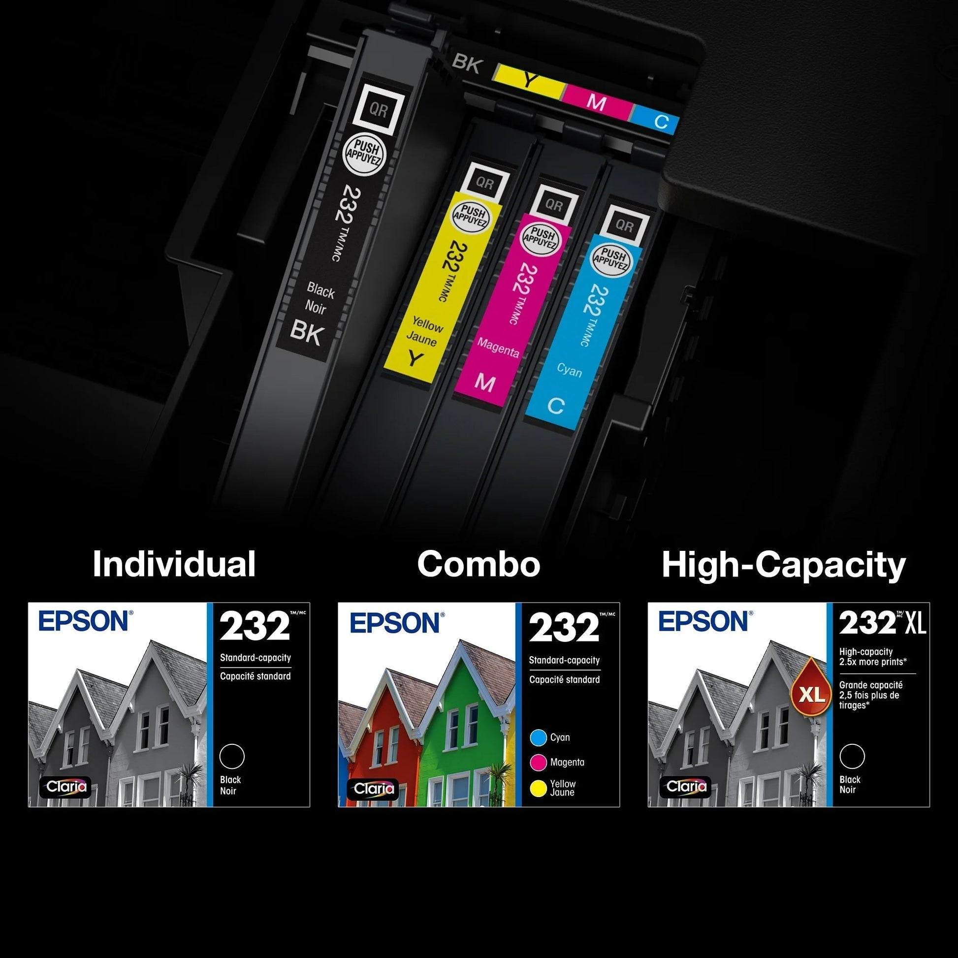 232 Claria Ink Standard Capacity Color Combo Pack (T232520-S) Works with Workforce WF-2930, WF-2950, Expression XP-4200, XP-4205