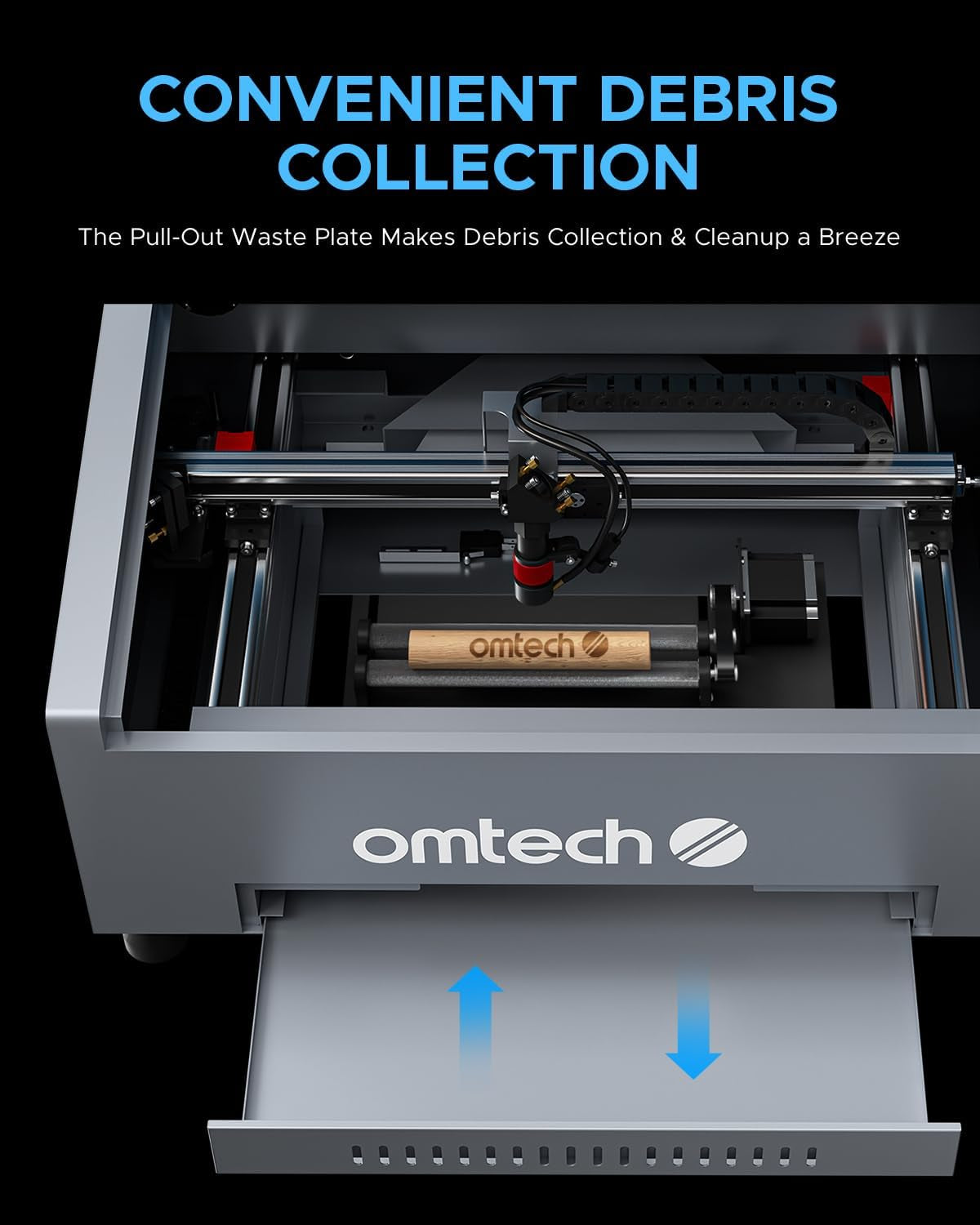 Omtech K40+ CO2 Laser Engraver with Rotary Axis, 8"X12" 45W Desktop Laser Engraving Machine for Home Use, Lasergrbl Lightburn Compatible Laser Engraver Cutter with Adjustable Laser Head Air Assist