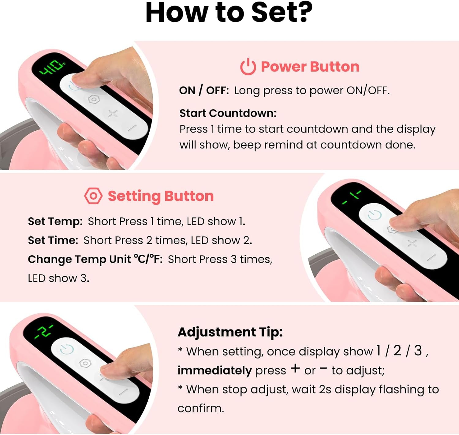 Calogy Hat Press Heat Machine for Caps, Mini Portable Hat Heat Press with Timer, Max 410℉,Precision Temp Control ±5℉, Fast & Evenly Heating Curved Plate 2.76 * 6.3In for 6 1/2-8 Hat，21-26 Girth（Pink）