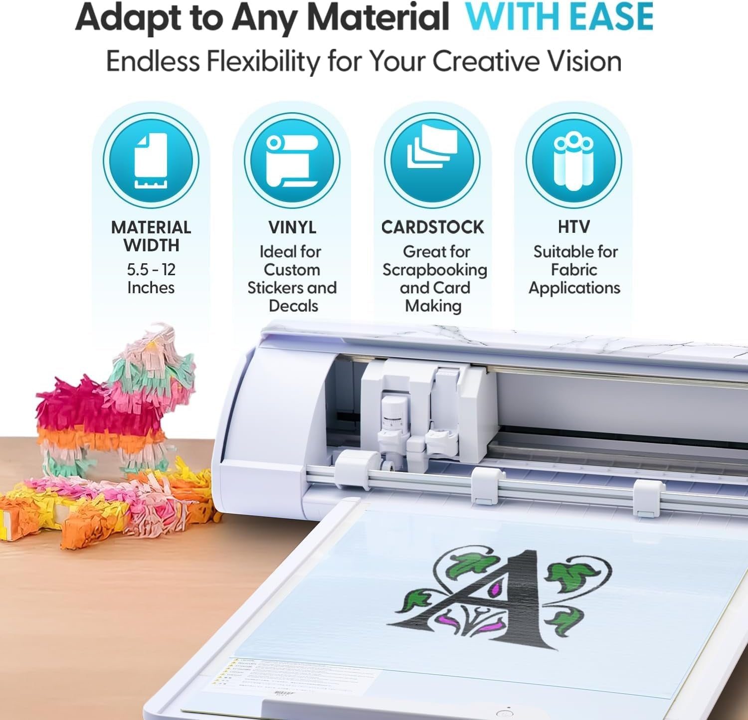 Silhouette America Cameo 5 Alpha (Α) Smart Cutting Machine, Classic White (Deluxe Bundle) - Includes Business Edition Software, 12 HTV, 24 Oracal Vinyl Sheets, Pixscan Mat, Tool Kit & 25 Free Designs