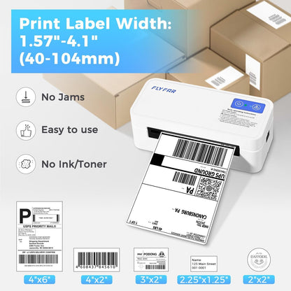 Bluetooth Thermal Shipping Label Printer, Wireless 4X6 Label Printer for Small Business, Compatible with Android, Windows, Iphone, Mac, Widely Used for Amazon, Shopify, Ebay, USPS, Etsy,Fedex (White)