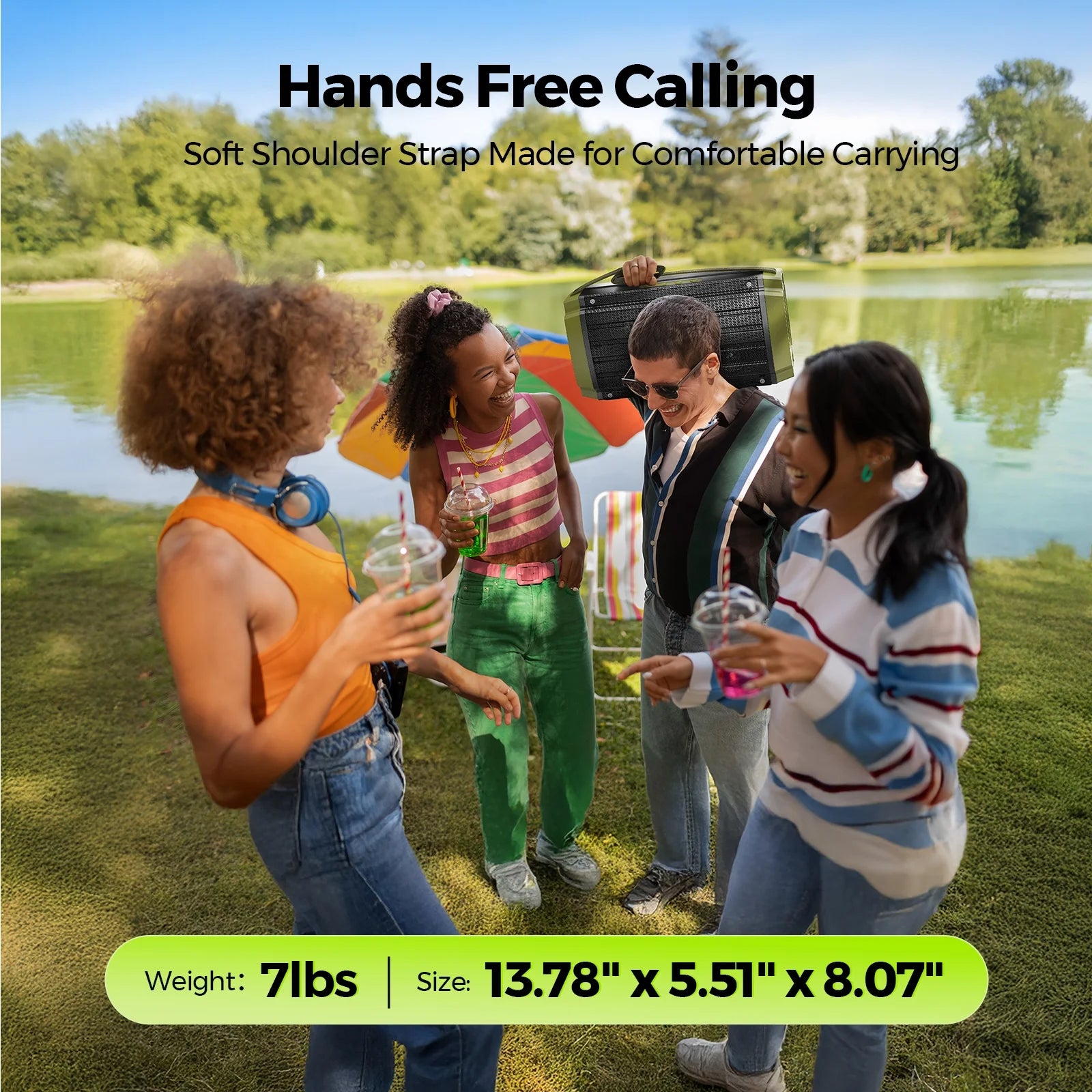 Bluetooth Speaker, 80W, Subwoofer, RGB Lights, 10H Playtime, IPX6 Waterproof Portable Wireless Speaker with Handle for Outdoors, Camping, Beach