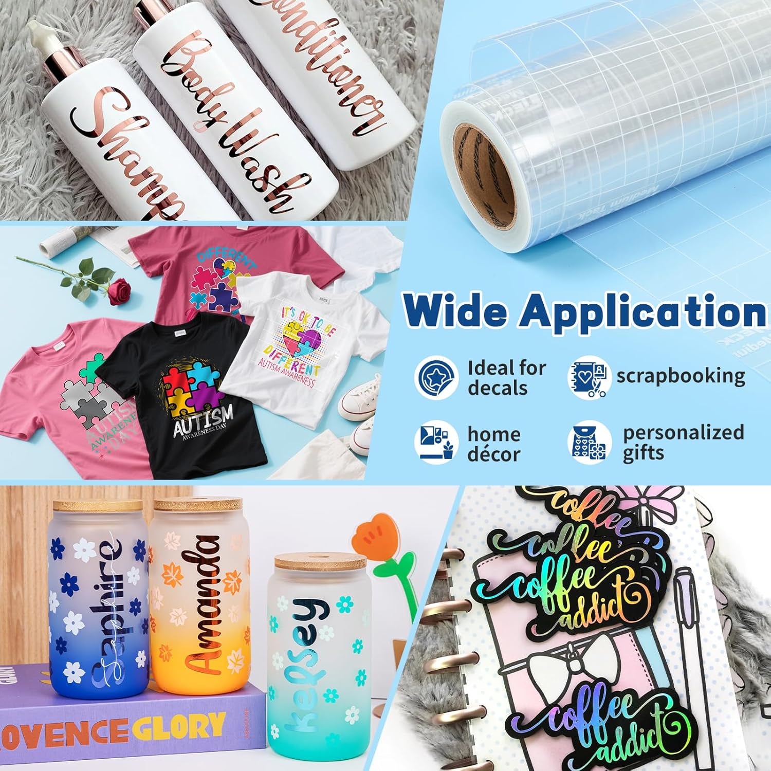 Clear Transfer Tape for Vinyl 12" X 30FT – Grid Alignment Transfer Tape for Permanent Vinyl, Printable HTV, Heat Transfer Mask, Iron-On Vinyl, Decals, Signs, Stickers, Craft Projects