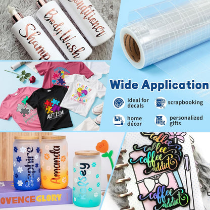 Clear Transfer Tape for Vinyl 12" X 30FT – Grid Alignment Transfer Tape for Permanent Vinyl, Printable HTV, Heat Transfer Mask, Iron-On Vinyl, Decals, Signs, Stickers, Craft Projects