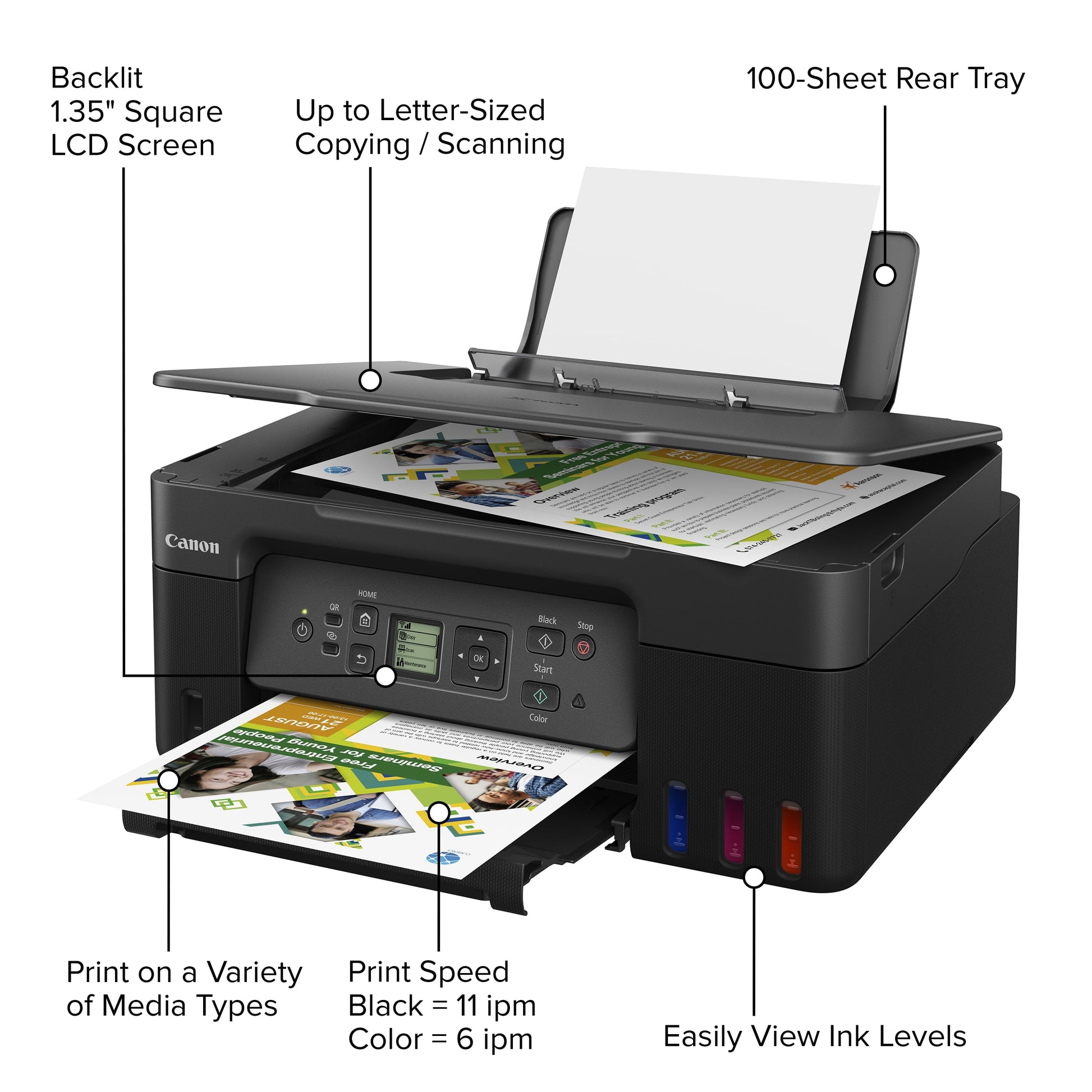 Canon Megatank PIXMA G3272 All-In-One, Wireless Color Inkjet Printer for Home Office Use