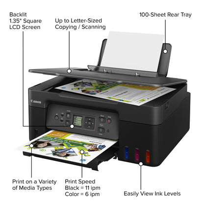 Canon Megatank PIXMA G3272 All-In-One, Wireless Color Inkjet Printer for Home Office Use