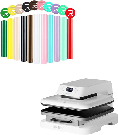 Auto Heat Press Machine for T Shirts White &  3D Puff Vinyl Heat Transfer for Cricut & Cameo