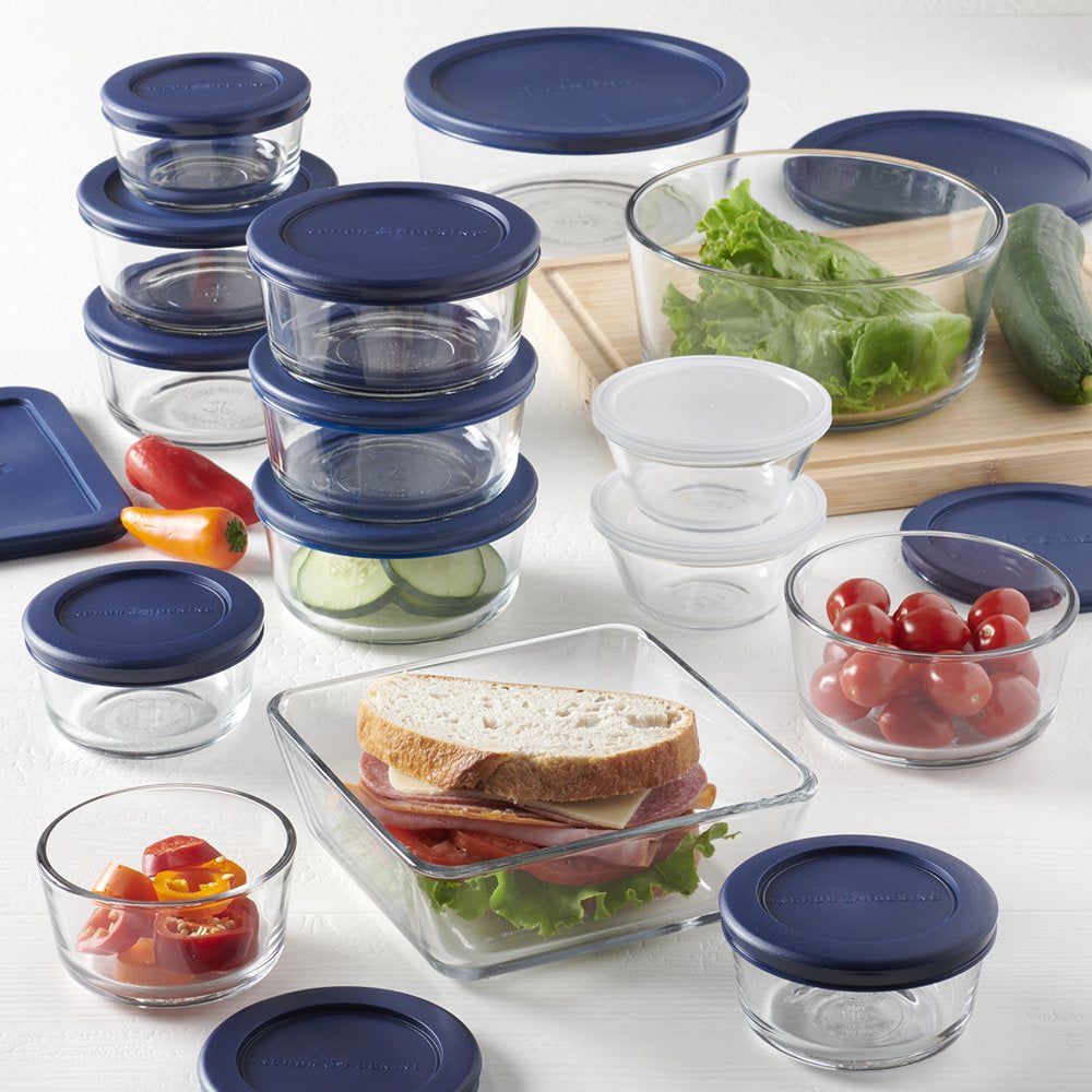 Glass Food Storage Containers with Lids, 30 Piece Set