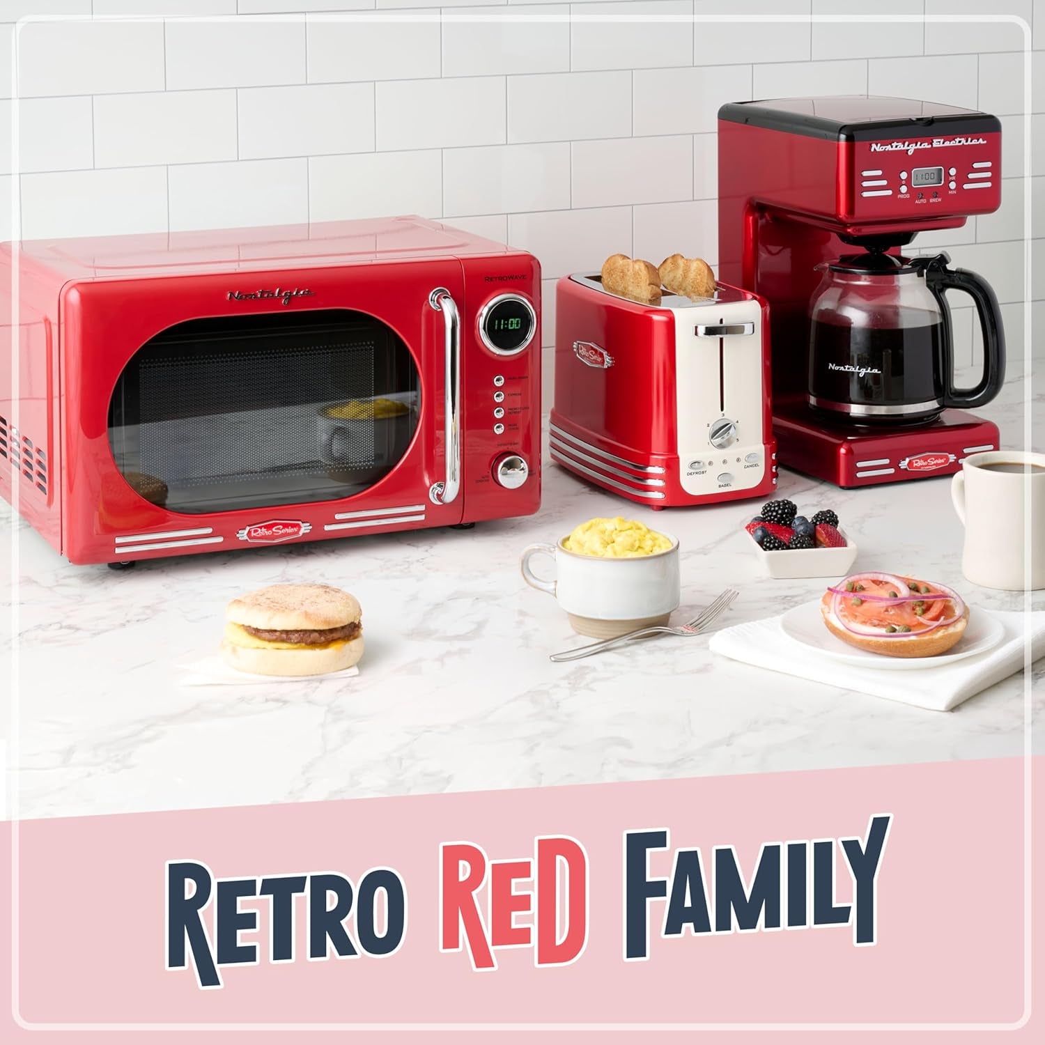 Nostalgia Retro 12-Cup Programmable Coffee Maker with LED Display, Automatic Shut-Off & Keep Warm, Pause-And-Serve Function, Red