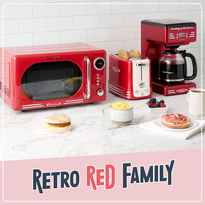 Nostalgia Retro 12-Cup Programmable Coffee Maker with LED Display, Automatic Shut-Off & Keep Warm, Pause-And-Serve Function, Red
