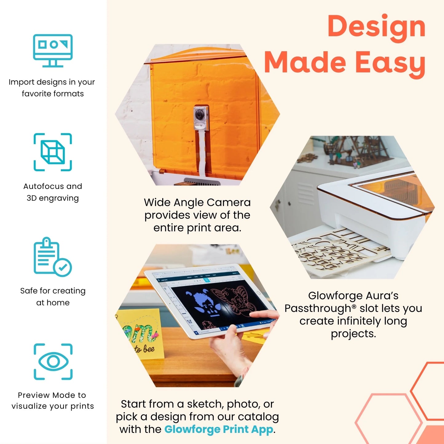 Aura 3D Printer Craft Laser Engraver and Cutter Machine, Compatible with Mac & PC, Works with Wood, Acrylic, Metal, Leather