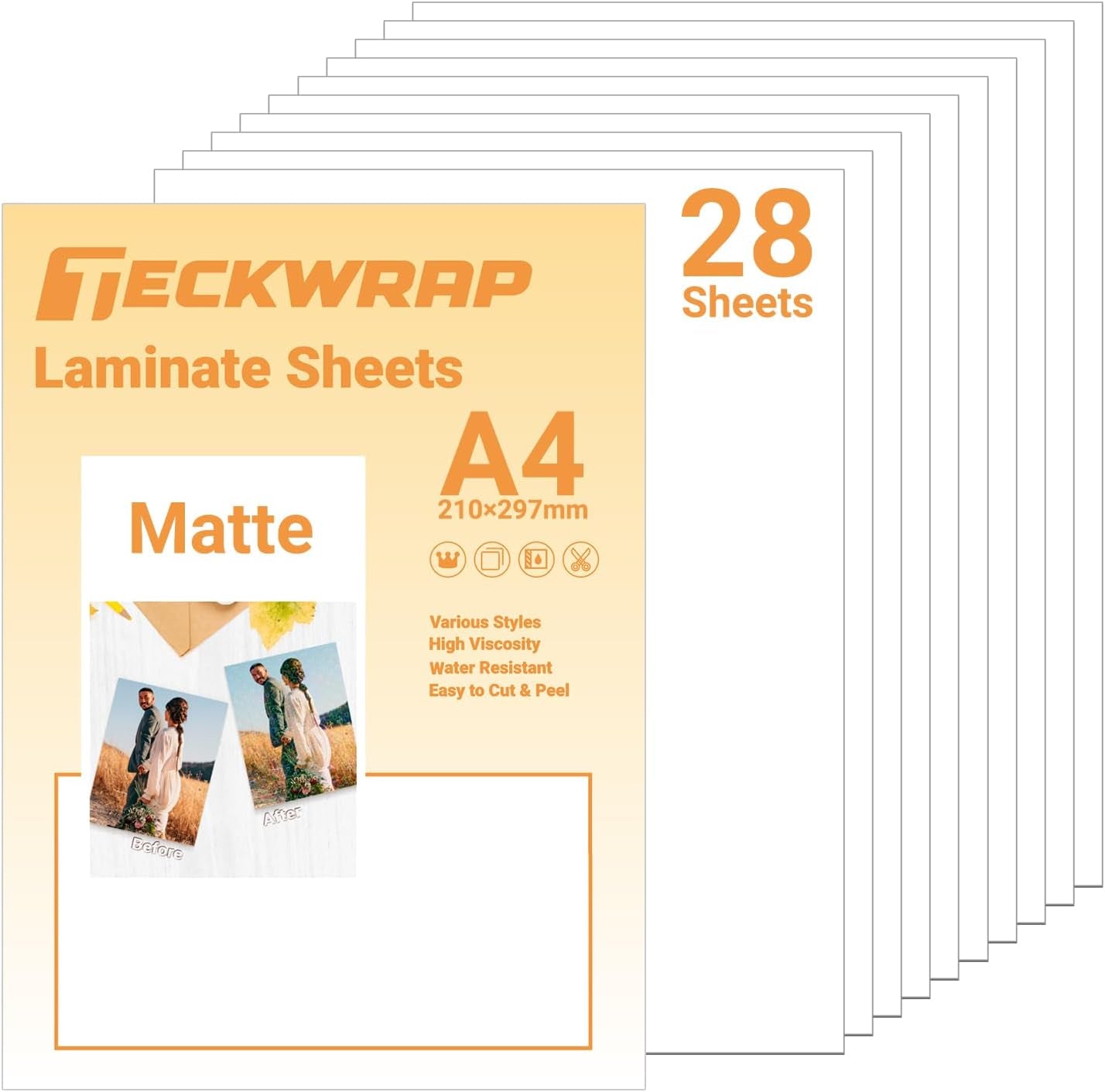Matte Laminating Sheets Clear Laminate Sheets Sticker Paper for Inkjet Printer Clear Laminate Sheets for Printable Vinyl Sticker Paper, Photo Paper, Labels 8.26" X 11.69" A4 28 Sheets, Matte