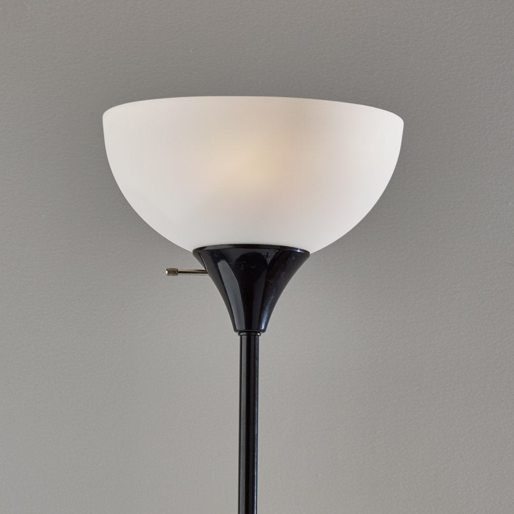 71" Floor Lamp, Black Plastic , Modern Styling for Young Adult Dorm or Adult Home Office.