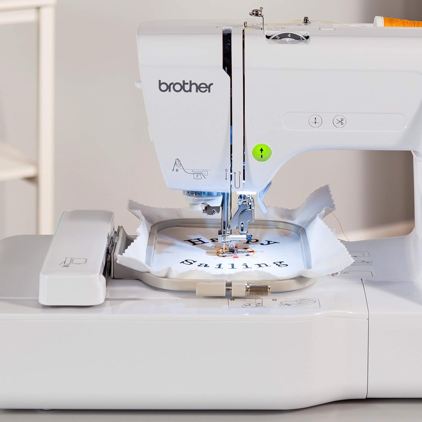 Brother PE535 Embroidery Machine, 80 Built-In Designs, 4" X 4" Hoop Area, Large 3.2" LCD Touchscreen, USB Port, 9 Font Styles