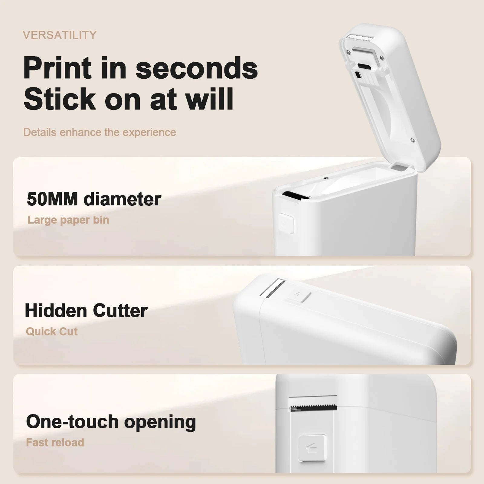 Portable Label Maker Machine with Tape - HP2 Bluetooth Label Printer for Storage, Office, Home, Mini Smart Phone, White