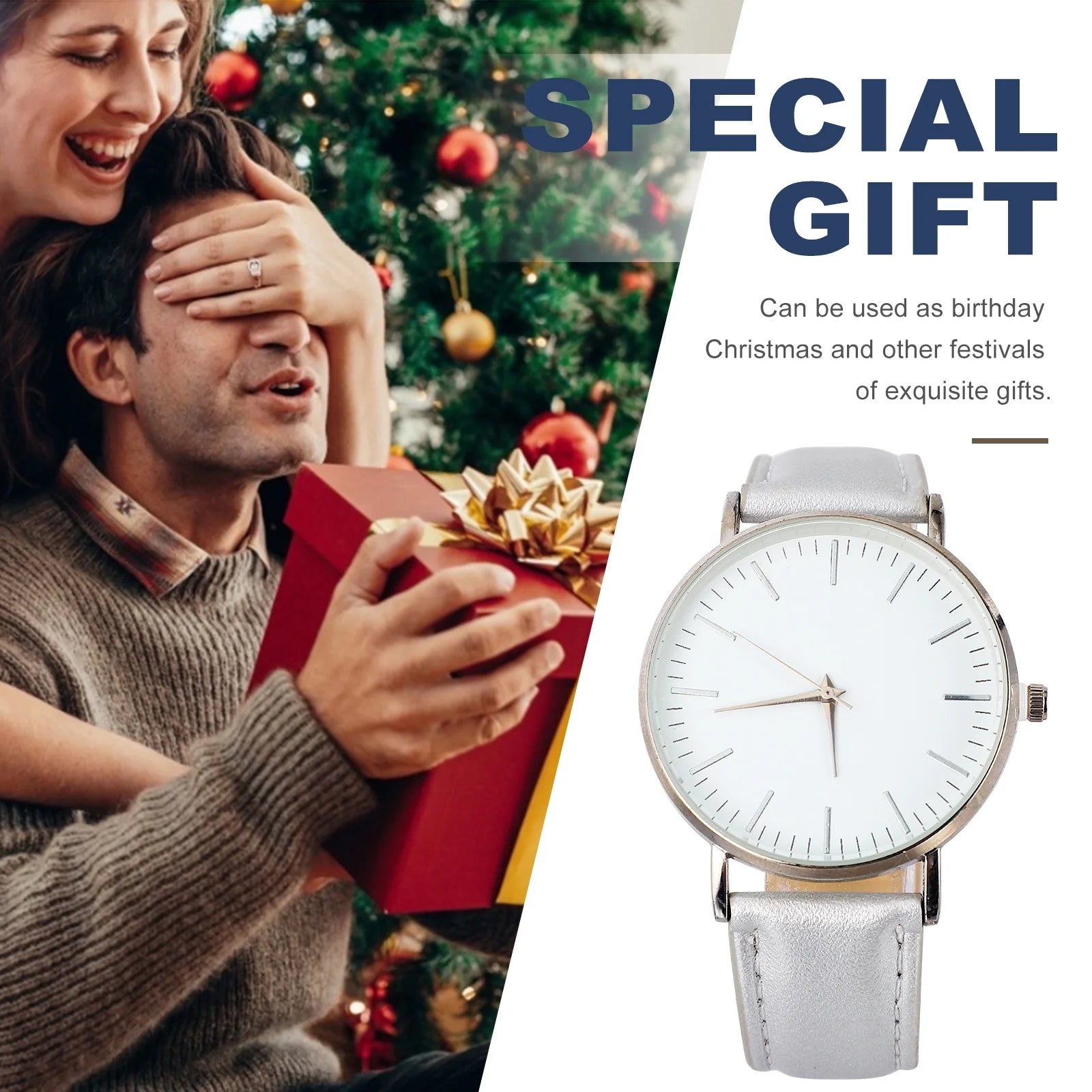 1 Pc Silver Watches PU Wristwatch Modern Watch Creative Couple Watches