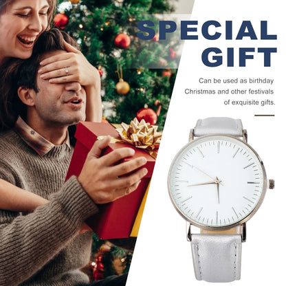 1 Pc Silver Watches PU Wristwatch Modern Watch Creative Couple Watches