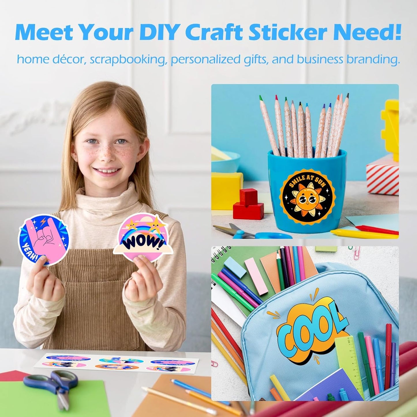 Printable Vinyl Sticker Paper for Inkjet Printer, Matte Inkjet Printable Vinyl, 8.26" X 11.69" A4 56 Sheets/Pack Photo Paper for Craft Scrap-Booking, Stickers, Labels