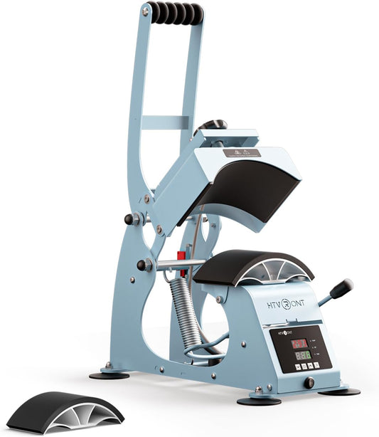 Hat Press Machine - Hat Press Heat Machine for Caps with 2 Platens & Caps Stretcher, Hat Heat Press Machine for Caps with Precise Temp&Timer Control for Heat Transfe Vinyl, Sublimation (Blue)