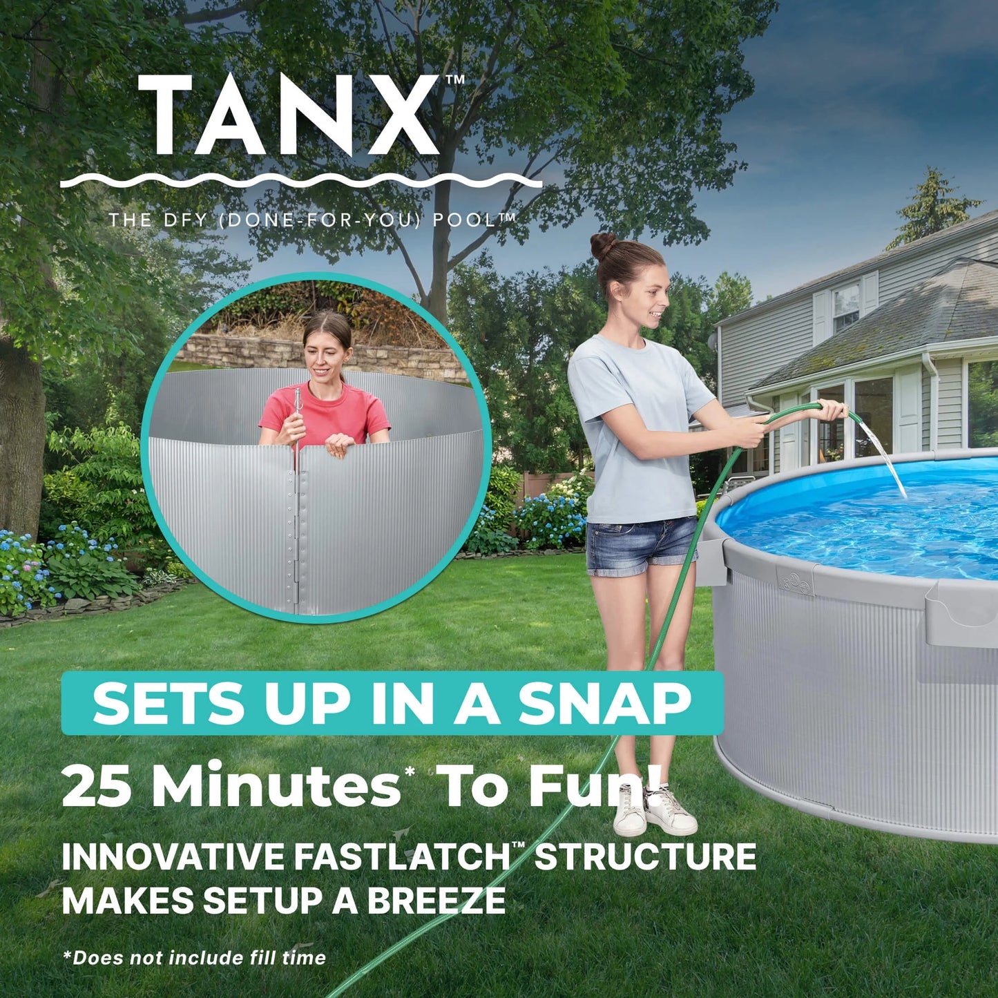TANX 6' X 24" round above Ground Stock Tank Metal-Walled above Ground Pool, All-In-One Set