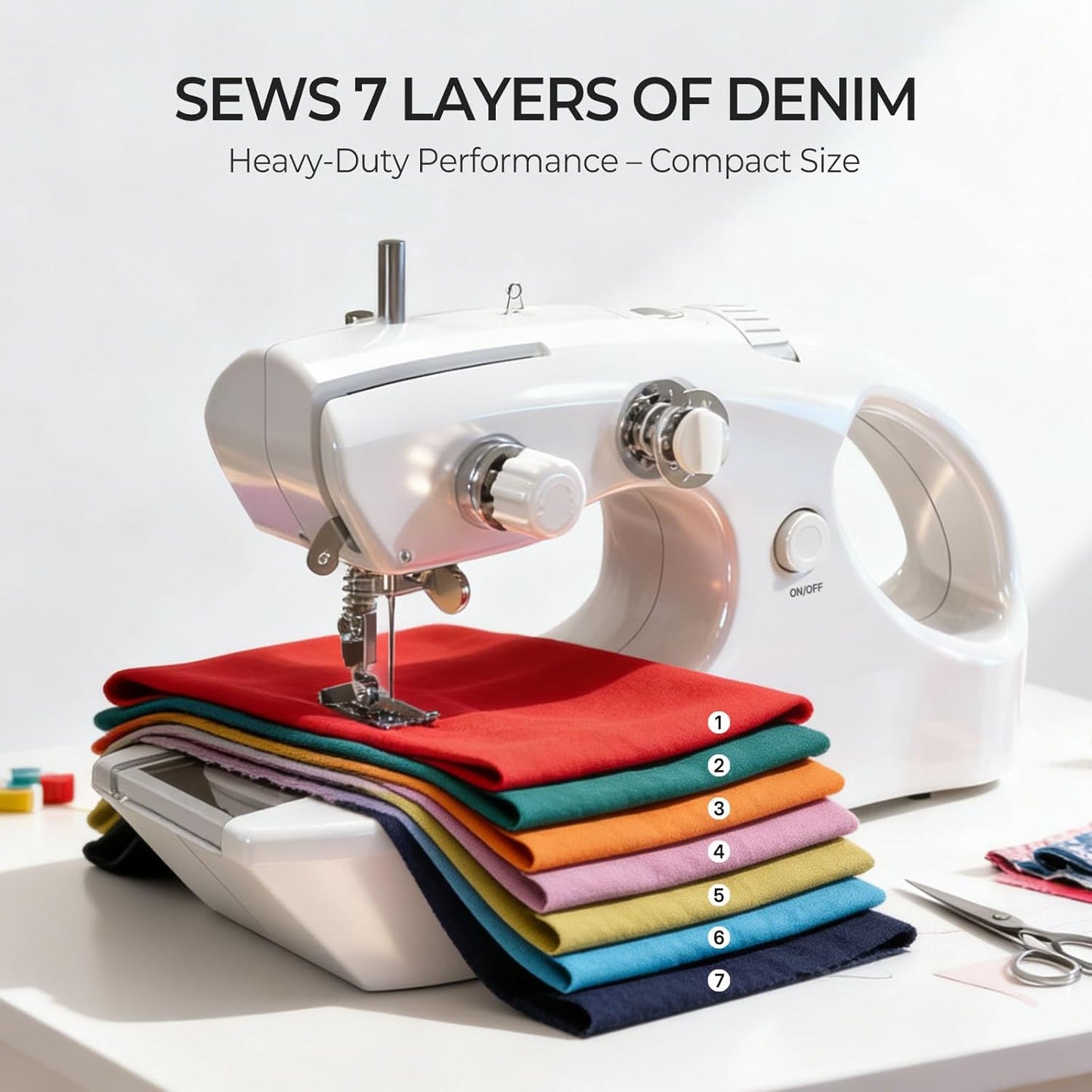 Portable Cordless Handheld Sewing Machine, 2 Modes for Two-Thread Stitching. Ideal Sewing Machine for Beginners. Mini for Home, Travel, DIY, Mending (Bright White)