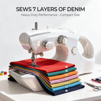 Portable Cordless Handheld Sewing Machine, 2 Modes for Two-Thread Stitching. Ideal Sewing Machine for Beginners. Mini for Home, Travel, DIY, Mending (Bright White)