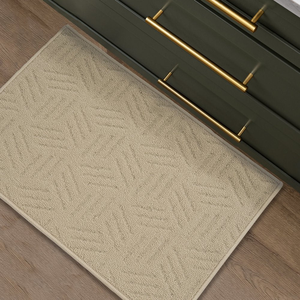 Solid High Low Loop Kitchen Mat 18In X 27In Papyrus Beige