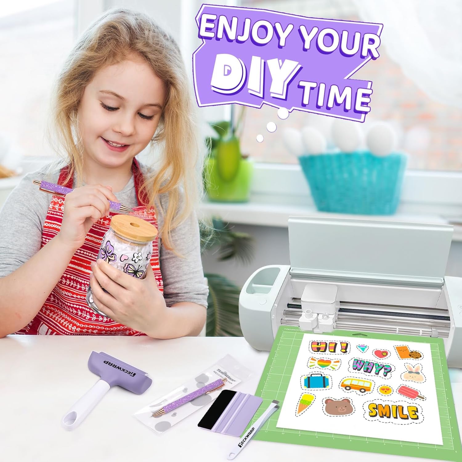 Brayer Roller Set, 4 PCS – Printmaking Brayer with Pin Pen, Tweezers & Felt Squeegee for Vinyl, Iron-On, Scrapbooking, Stamping, and Card Making