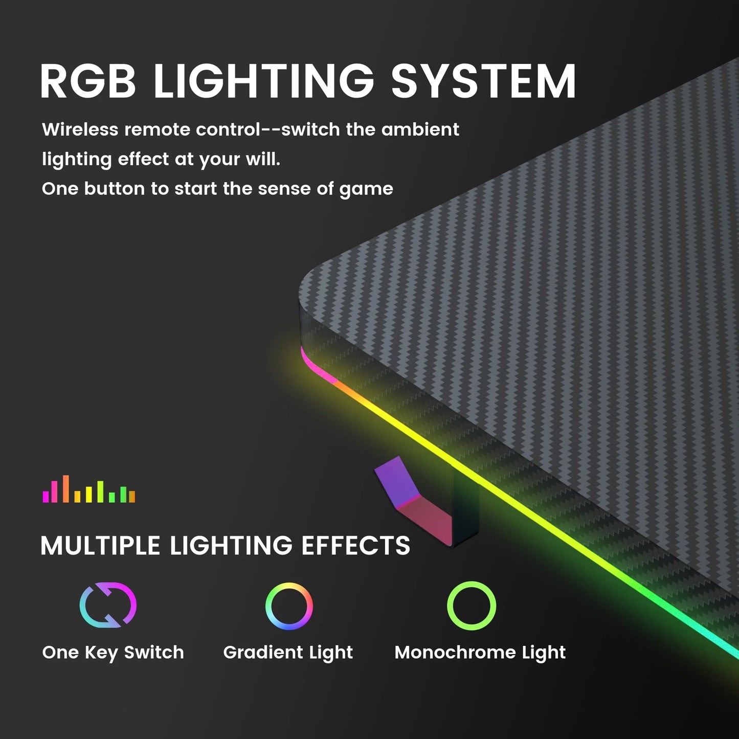 55" Large RGB Gaming Computer Desk with Mouse Pad, Black
