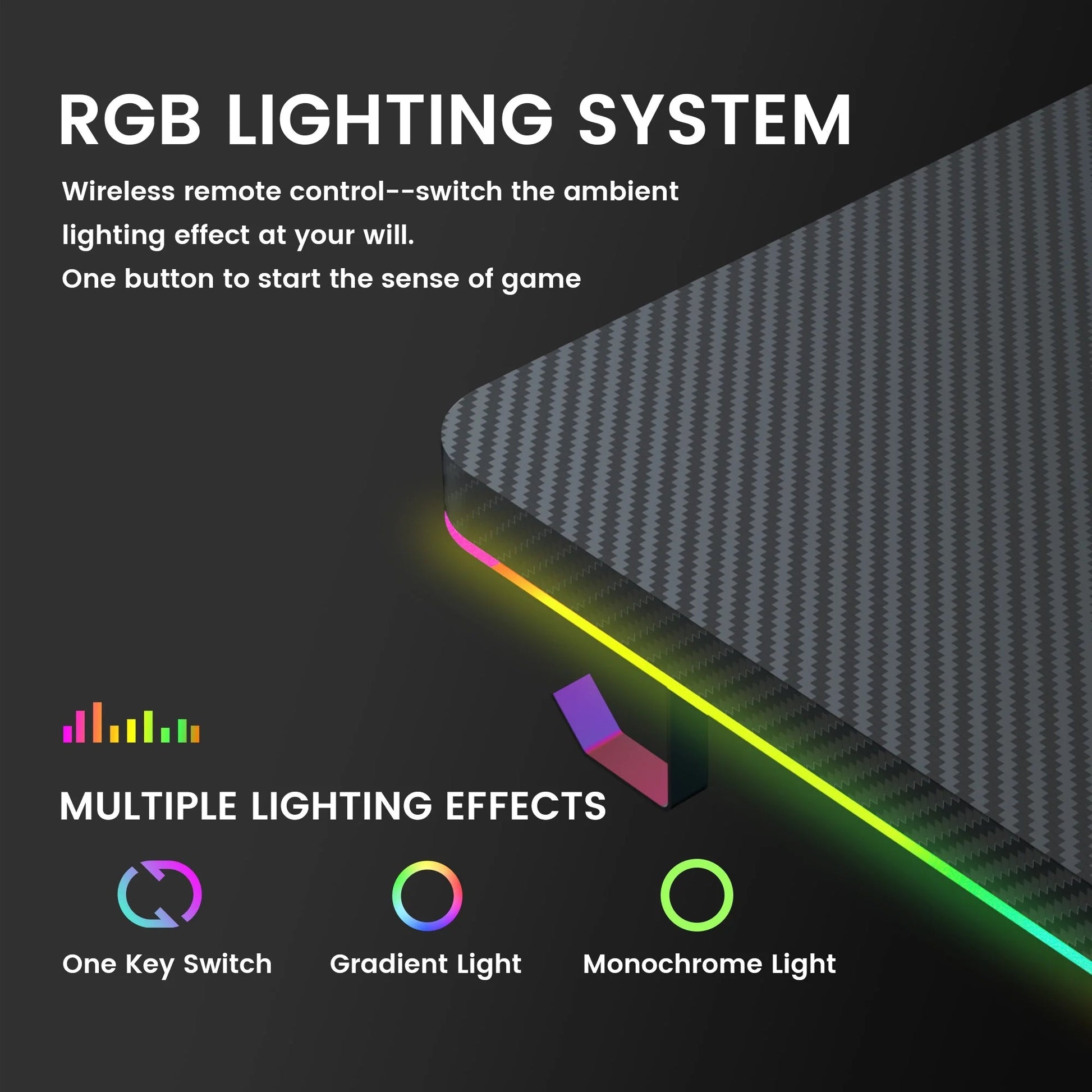 55" Large RGB Gaming Computer Desk with Mouse Pad, Black