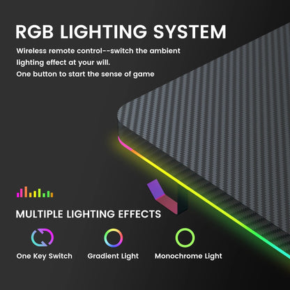 55" Large RGB Gaming Computer Desk with Mouse Pad, Black