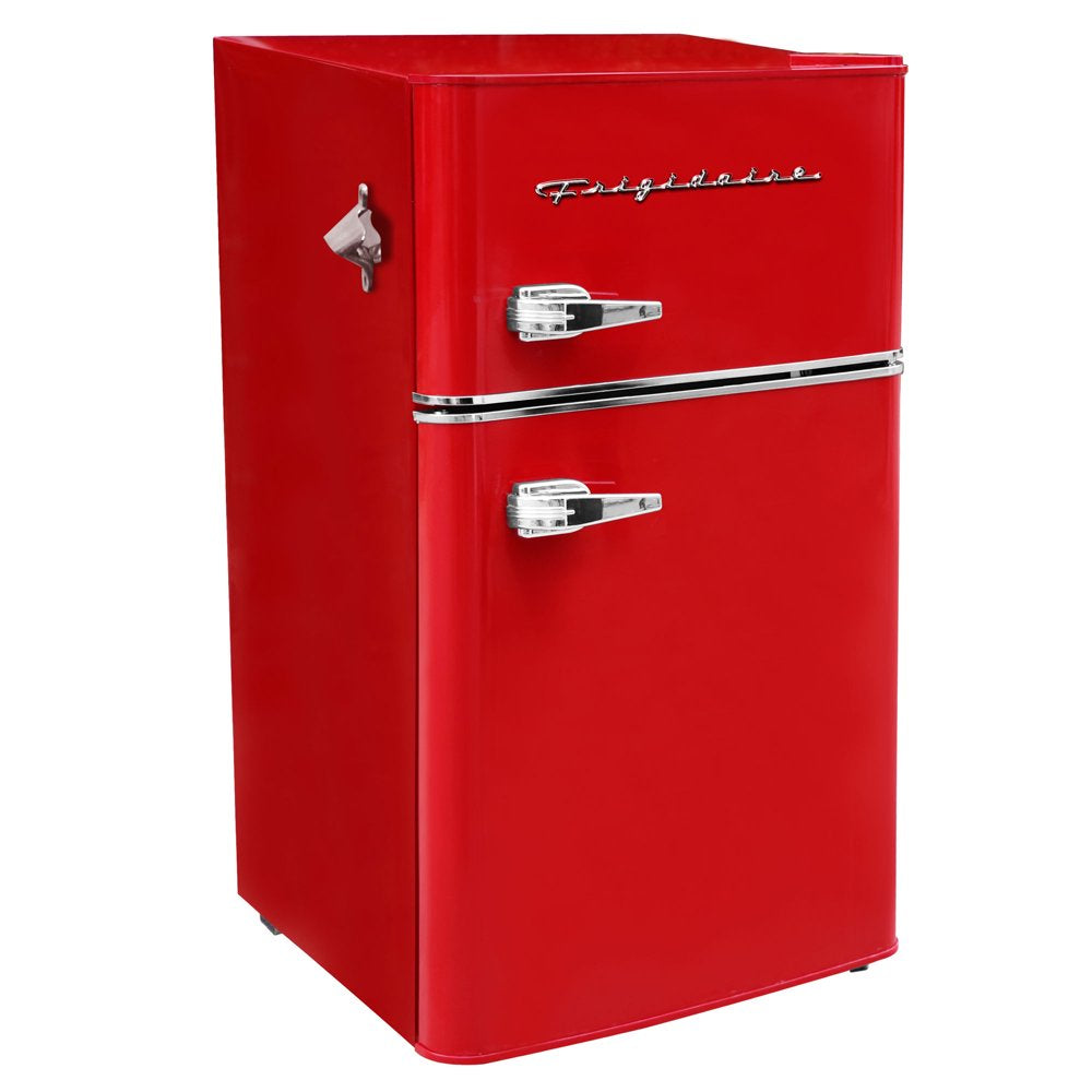 Retro 3.1 Cu Ft Two Door Compact Refrigerator with Freezer, Red