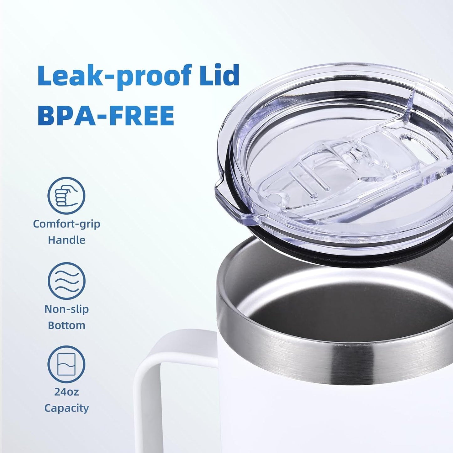 Colorsub 24Oz Sublimation Coffee Mugs with Handle Straight Matte Travel Coffee Cups Insulated Stainless Steel Tumblers with Gift Box, Heat Tape for Hot Cold Drinks, 6 Pack