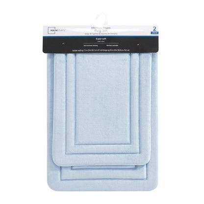 2 Piece Blue Memory Foam Bath Rug Set, Available in Multiple Colors