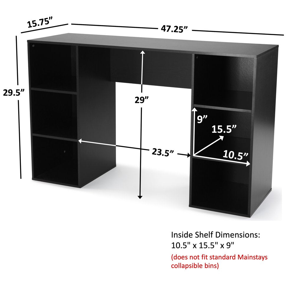 6-Cube Storage Computer Desk, True Black Oak