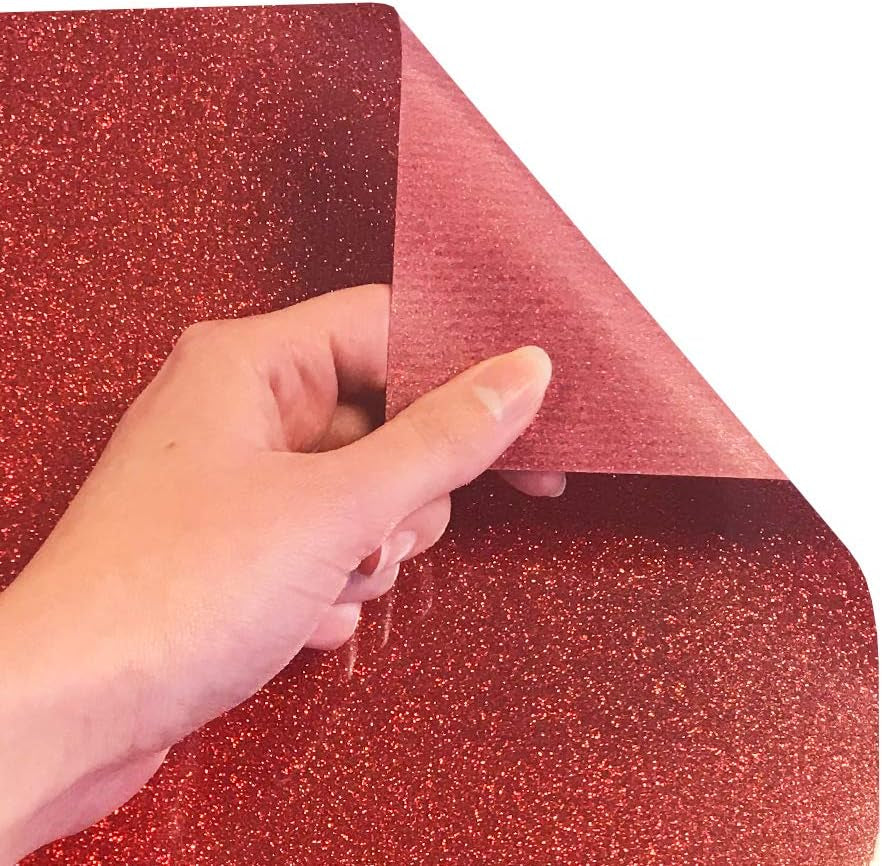 Siser Glitter HTV 11.8"X5Ft Roll - Iron on Heat Transfer Vinyl (Red)
